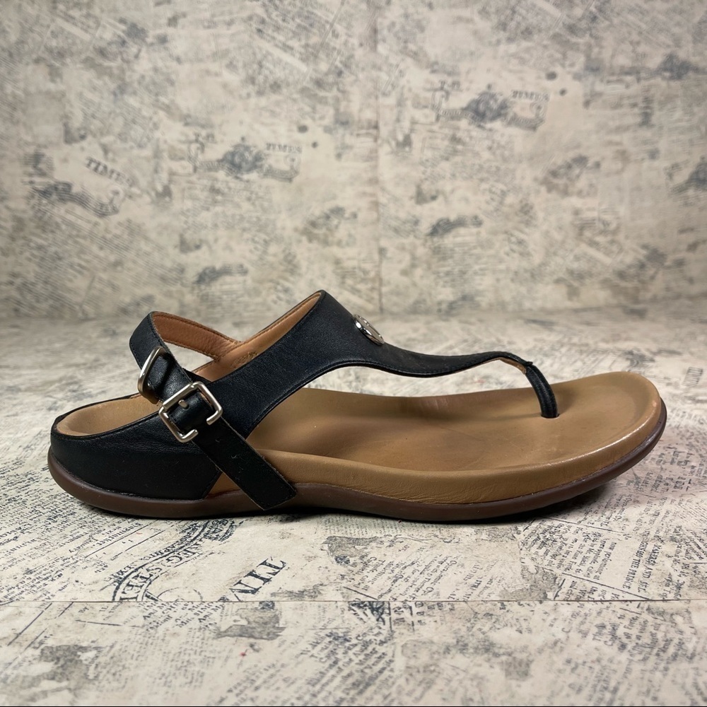 Strive Tropez Leather T Bar Sandals Black Back Strap Comfort Support Shoes